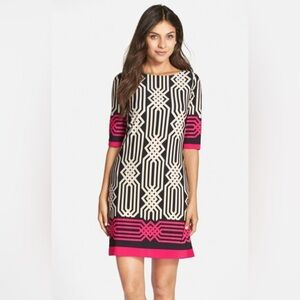 Eliza J | Chevron Shift Dress | Size 14 | Pink White Black
